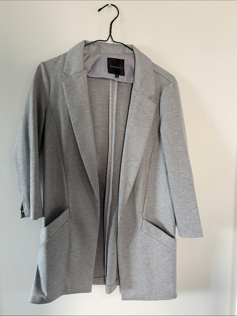 Dynamite Grey Open-Front Long Blazer